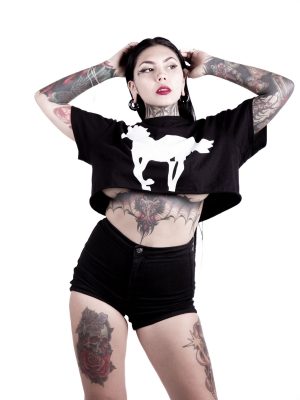 CROP WHITE PONY