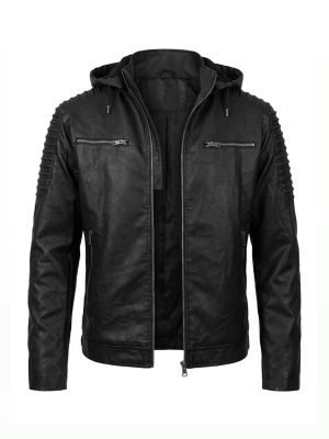 Chaqueta cuerina gorro forrada